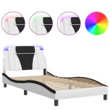 Cumpara ieftin Cadru de pat Viana cu LED fara saltea alb/negru 100x200 cm