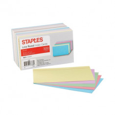 Staples Ruled 3 X 5 Index Cards, Assorted Pastel, 300/Pack