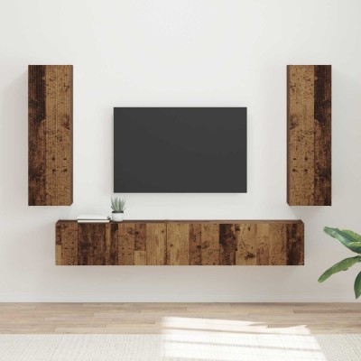 vidaXL Set comodă TV Pe perete 3 pcs Lemn vechi Lemn compozit 3408986 foto