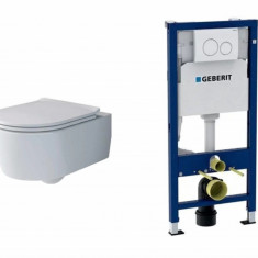 Set complet vas WC suspendat, Villeroy & Boch, Soul si rezervor Geberit, Duofix, cu set de fixare si clapeta Delta 20