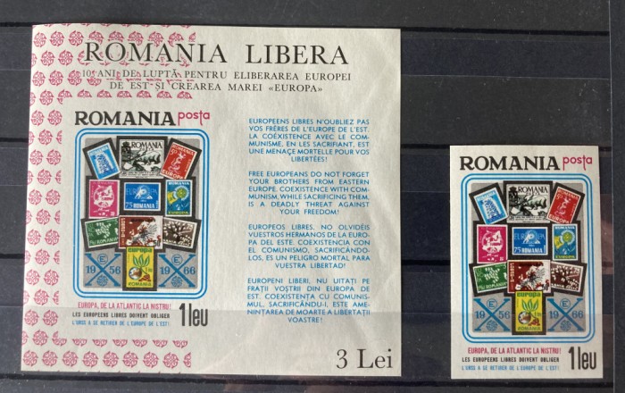 Romania, Exil, Emisiunea XLIV, 10 ani de propaganda filatelica, 1966