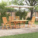 VidaXL Set mese exterioare Manual 5 pcs Lemn Natural Mare