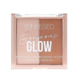 Paleta iluminator si bronzer, Sunkissed, Gorgeous Glow, Highlighter &amp; Bronzing Palette, 2 culori