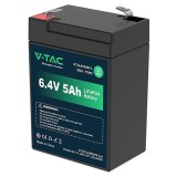 Acumulator LiFePO4 6.4V 5Ah V-Tac, 32Wh, 70x47x99mm, BMS, IP55, Negru, inlocuire AGM