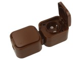 Conector alimentare AC 2P+PE 250VAC 16A, soclu pentru perete, maro