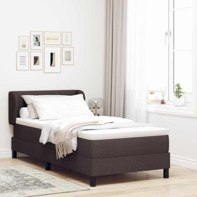 vidaXL Pat boxspring cu saltea Maro &amp;icirc;nchis 80 x 200 cm țesătură 3339992 foto