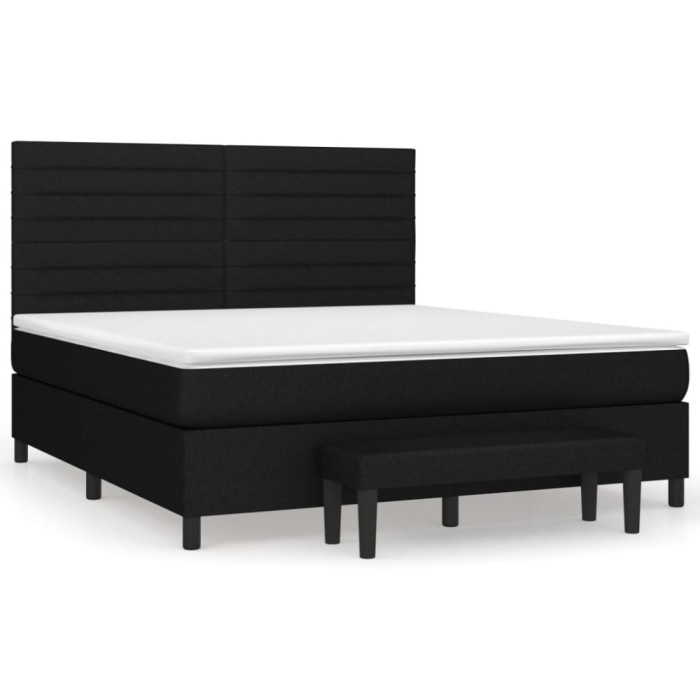 Pat box spring cu saltea, negru, 160x200 cm, textil
