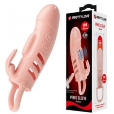 Prelungitor Penis Sloane cu Vibratii, +2.5 cm, TPR, Natural