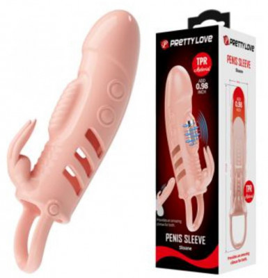 Prelungitor Penis Sloane cu Vibratii, +2.5 cm, TPR, Natural foto