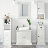 vidaXL Set de mobilier pentru baie cu sertar cu raft Pe perete cu depozitare cu ușă cu oglindă 5 pcs alb antichizat