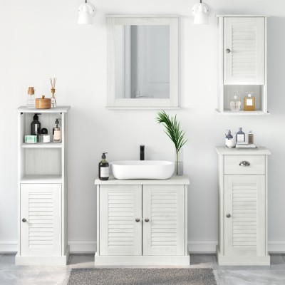 vidaXL Set de mobilier pentru baie cu sertar 5 pcs alb antichizat foto