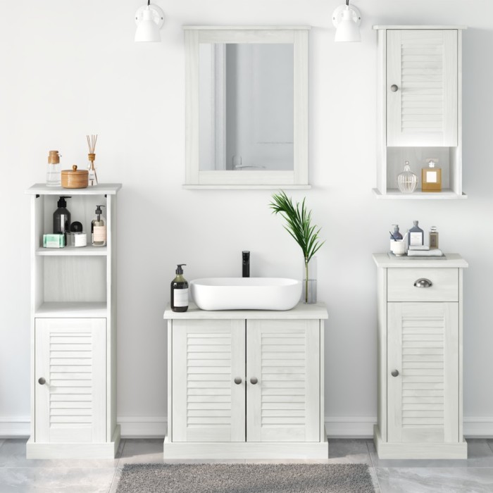 vidaXL Set de mobilier pentru baie cu sertar 5 pcs alb antichizat