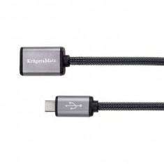 Cablu prelungitor Kruger&amp;amp;Matz USB mama - micro USB tata 0.2m negru foto