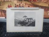 Gravură &icirc;n oțel, Environs de Naples; Napoli, Vezuviu, Thomas, Paris 1853, 035