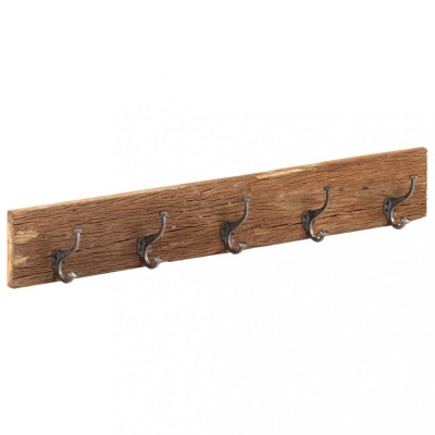 vidaXL Cuier de hol cu 5 c&amp;acirc;rlige, 100x2,5x15 cm, lemn masiv reciclat foto