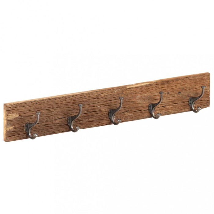 vidaXL Cuier de hol cu 5 c&acirc;rlige, 100x2,5x15 cm, lemn masiv reciclat