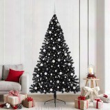 vidaXL Pom de Crăciun artificial pre-iluminat Negru 240 cm PVC 3397170