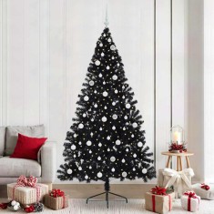 vidaXL Pom de Crăciun artificial pre-iluminat Negru 240 cm PVC 3397170