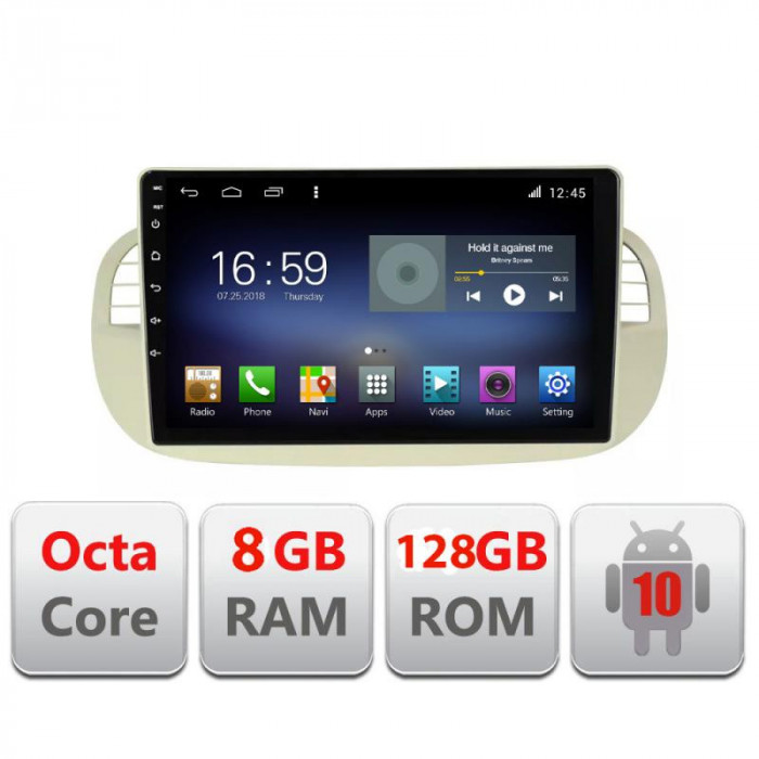 Navigatie dedicata Fiat 500 intre anii 2007-2015 Android radio gps internet Lenovo Octa Core 4+64 LTE Kit-fiat500+EDT-E609 CarStore Technology