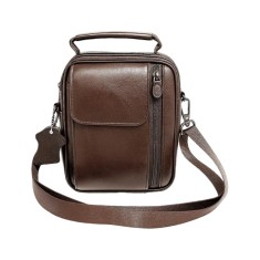 Borseta din piele naturala maro, cu suport telefon, pentru mana, umar sau curea, Magrot 5006