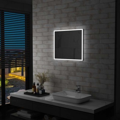 vidaXL Oglindă cu LED de perete pentru baie, 60 x 50 cm 144726 foto
