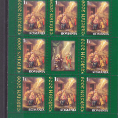 ROMANIA 2009 LP 1850 d CRACIUN 2009 MINICOALA 8 TIMBRE +1 VINIETA MNH.