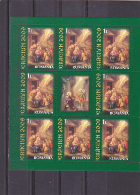 ROMANIA 2009 LP 1850 d CRACIUN 2009 MINICOALA 8 TIMBRE +1 VINIETA MNH. foto