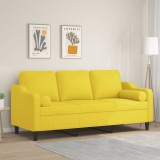 vidaXL Canapea cu 3 locuri cu pernuțe, galben deschis, 180 cm, textil