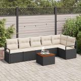 VidaXL Set canapea pentru grădină 7 pcs Negru, alb mare
