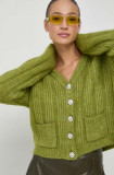 Custommade cardigan din lana culoarea verde, călduros