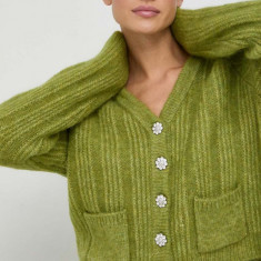 Custommade cardigan din lana culoarea verde, călduros