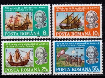 ✅ RO 1992 LP 1296 &amp;quot;500 ani descoperirea Americii&amp;quot;,serie , MNH foto