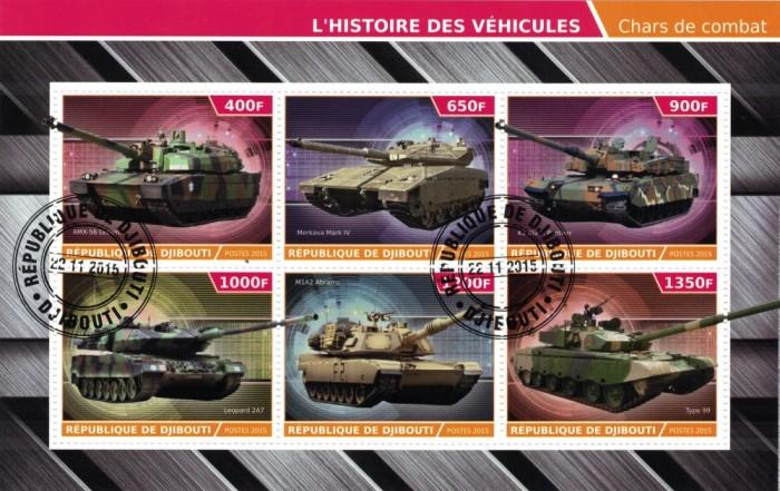 DJIBOUTI 2015 - Tancuri / seturi complete - blocuri+colite (8 imagini)