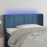 vidaXL Tăblie de pat cu LED, albastru &icirc;nchis, 93x16x78/88 cm, catifea