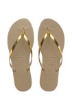 Havaianas slapi You Metallic femei, culoarea auriu, cu toc plat