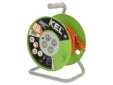 Prelungitor alimentare 3x1mm2 KEL, bobinat, 4 prize PVC portocalie