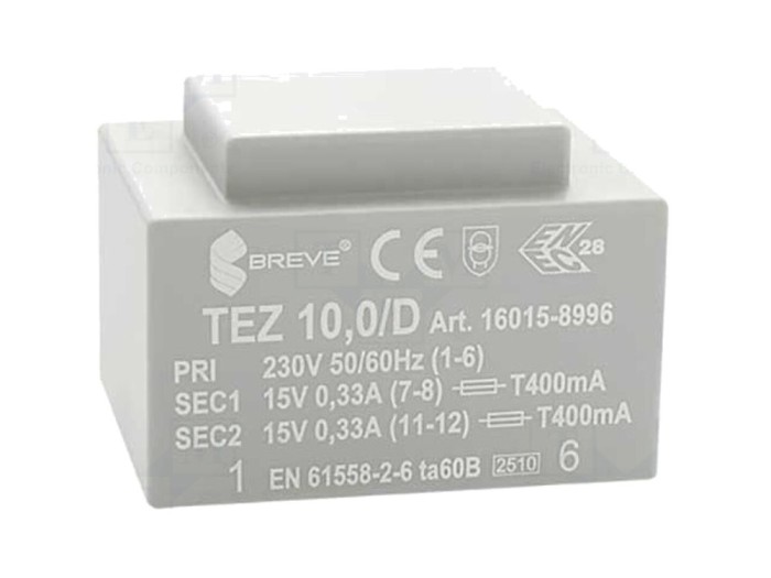 Transformator &icirc;ncapsulat 10VA 230V 15V