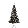 Brad Craciun pre-iluminat cu set globuri, negru, 210 cm, PVC