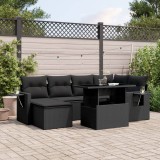 Cumpara ieftin Gossi set canapele de gradina cu perne, 7 piese, negru, poliratan