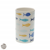 Cumpara ieftin Suport periute si pasta de dinti Fish, Versa, &Oslash;6.5x11.5 cm, ceramica, albastru