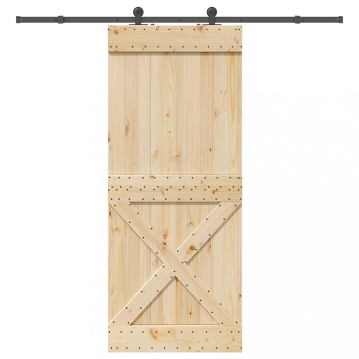Ușă glisantă cu set de feronerie 95x210 cm, lemn masiv de pin