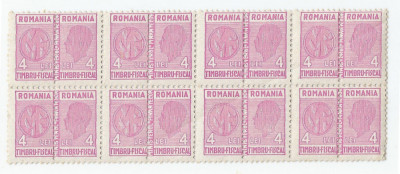 *Romania, lot 414 fiscale, Timbru fiscal de consumatie, bloc de 8, 1942, MNH foto