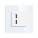 Cumpara ieftin Priza USB dubla cu rama din sticla alba Luxion, design modern