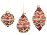 Set 6 globuri brad Craciun sticla multicolora Beloved 7x7x10h; 8x8x9h; 6,6x6,6x12,6h
