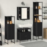 vidaXL Set de baie din 4 piese din lemn de stejar negru - Lemn prelucrat