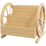 Outsunny Jardinieră pe picioare pătrată Potager 3 etaje cu 2 roți de căruță Lemn de brad, dim. 62L x 61l x 57H cm | Aosom Romania