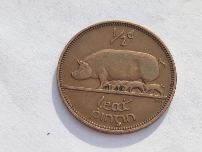 469. Moneda Irlanda 1/2 pence 1928 (Half Penny) - Saorst&amp;aacute;t &amp;Eacute;ireann foto