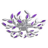 Cumpara ieftin Plafoniera violet/alba brate frunze cristal acrilic 5 becuri E14