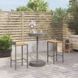 Set bar pentru gradina, 3 piese, gri, poliratan/lemn acacia GartenMobel Dekor, vidaXL