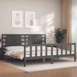 VidaXL Cadru pat cu tăblie 200x200 cm, gri, lemn masiv